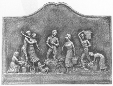 Plaque cheminée fonte Loiselet 90-99cm - RP0161