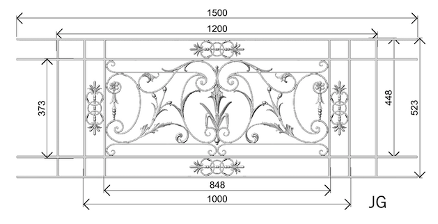 garde-corps, grille de balcon, balcon de croisés pour terrasse de jardin, immeuble, maison en fonte moulée et en fer forgé_loiselet-JX