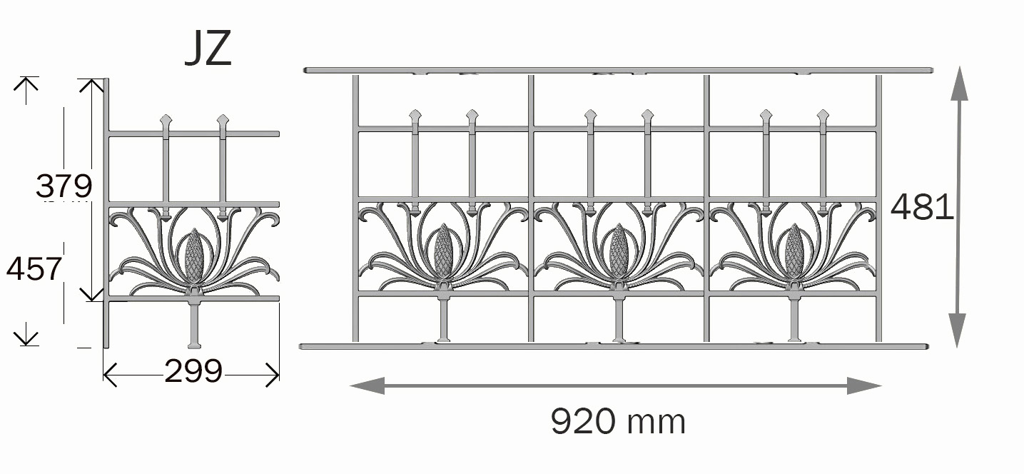 garde-corps, grille de balcon, balcon de croisés pour terrasse de jardin, immeuble, maison en fonte moulée et en fer forgé_loiselet-JX