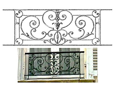 garde-corps, grille de balcon, balcon de croisés pour terrasse de jardin, immeuble, maison en fonte moulée et en fer forgé_loiselet-OZ