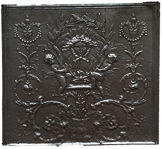 Plaque de cheminée décorée fonte