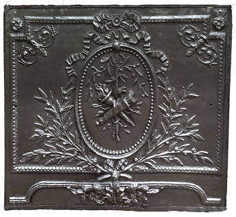 Plaque de cheminée décorée fonte