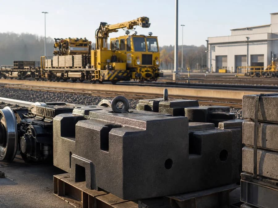 Construction ferroviaire et contrepoids en fonte