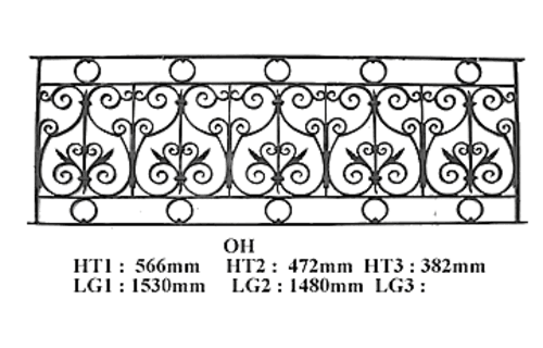 Grille de balcon, garde-corps en fonte — ref OH