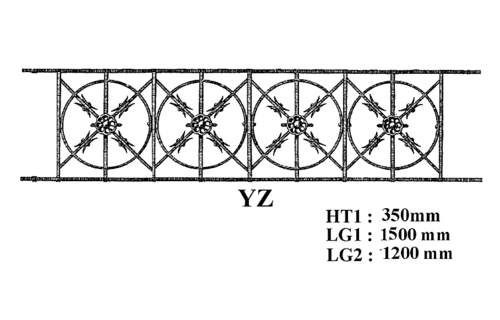 Grille de balcon, garde-corps en fonte — ref YZ