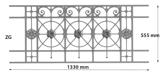 Grille de balcon, garde-corps en fonte — ref ZG