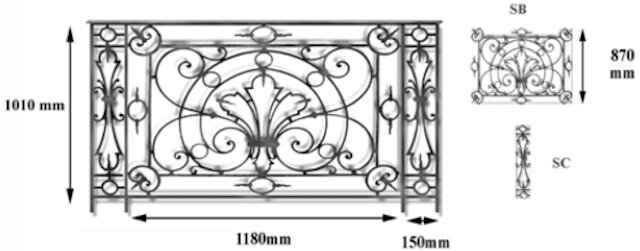 balustrade, balustre, rambarde, en fonte moulée et en fer forgé_Loiselet_SB-SC