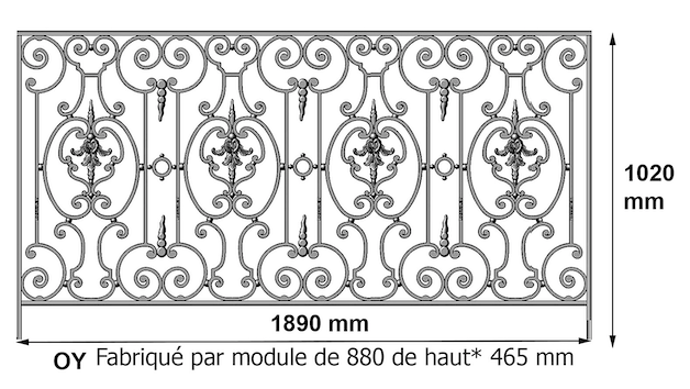 balustrade, balustre, rambarde, en fonte moulée et en fer forgé_Loiselet_OX