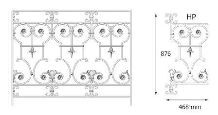 balustrade, balustre, rambarde, en fonte moulée et en fer forgé_Loiselet_HG