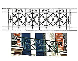 garde-corps, grille de balcon, balcon de croisés pour terrasse de jardin, immeuble, maison en fonte moulée et en fer forgé_loiselet-YY