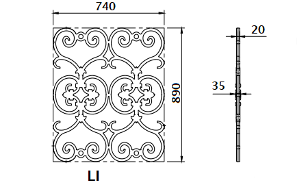 balustrade, balustre, rambarde, en fonte moulée et en fer forgé_Loiselet_LI_detail