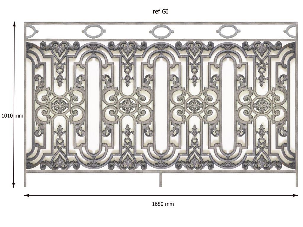 balustrade, balustre, rambarde, en fonte moulée et en fer forgé_Loiselet_GI-details